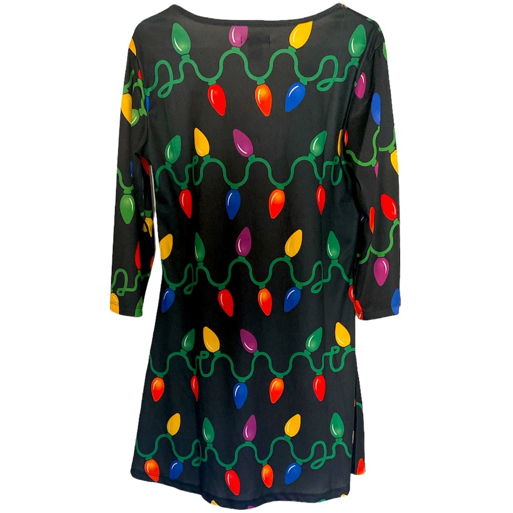 Black & Multicolor Christmas lights Dress - Picture 2 of 4